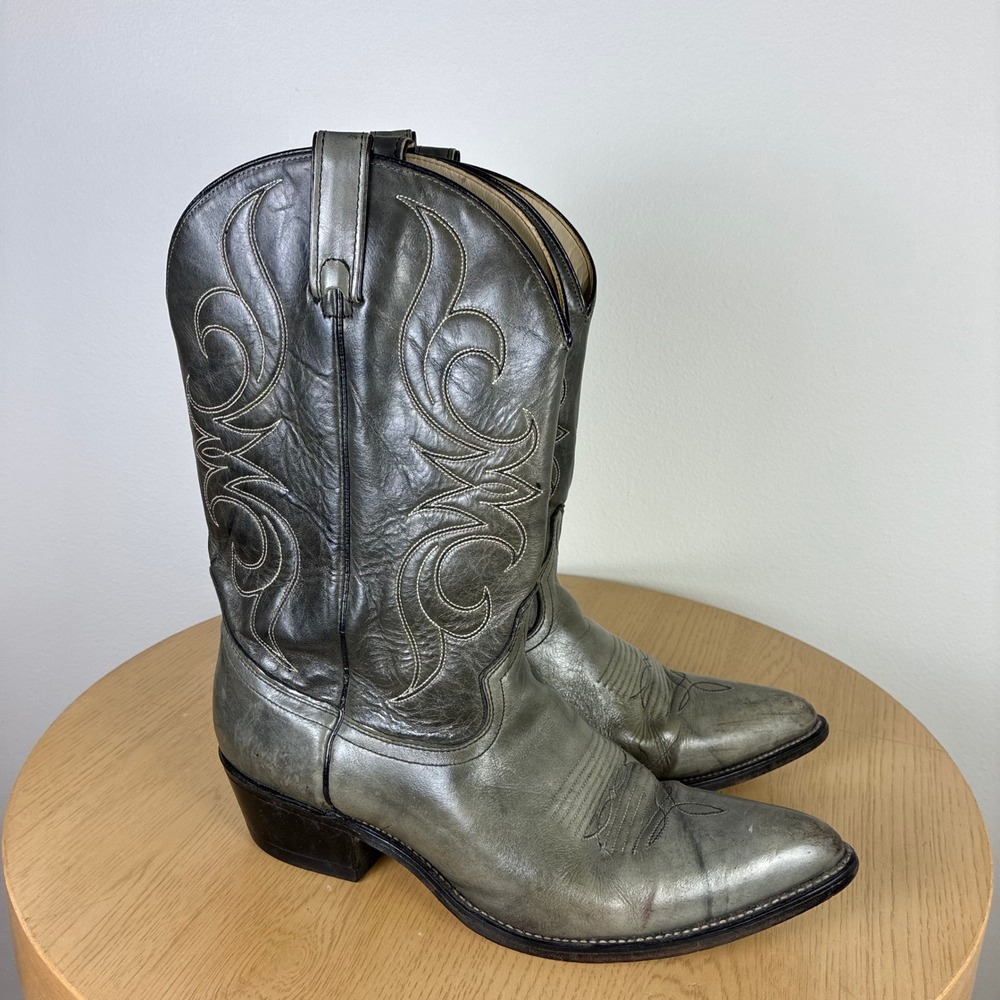 Vintage Acme Sage Green Leather Western Cowboy Boots Pointed Men's 11.5D Retro